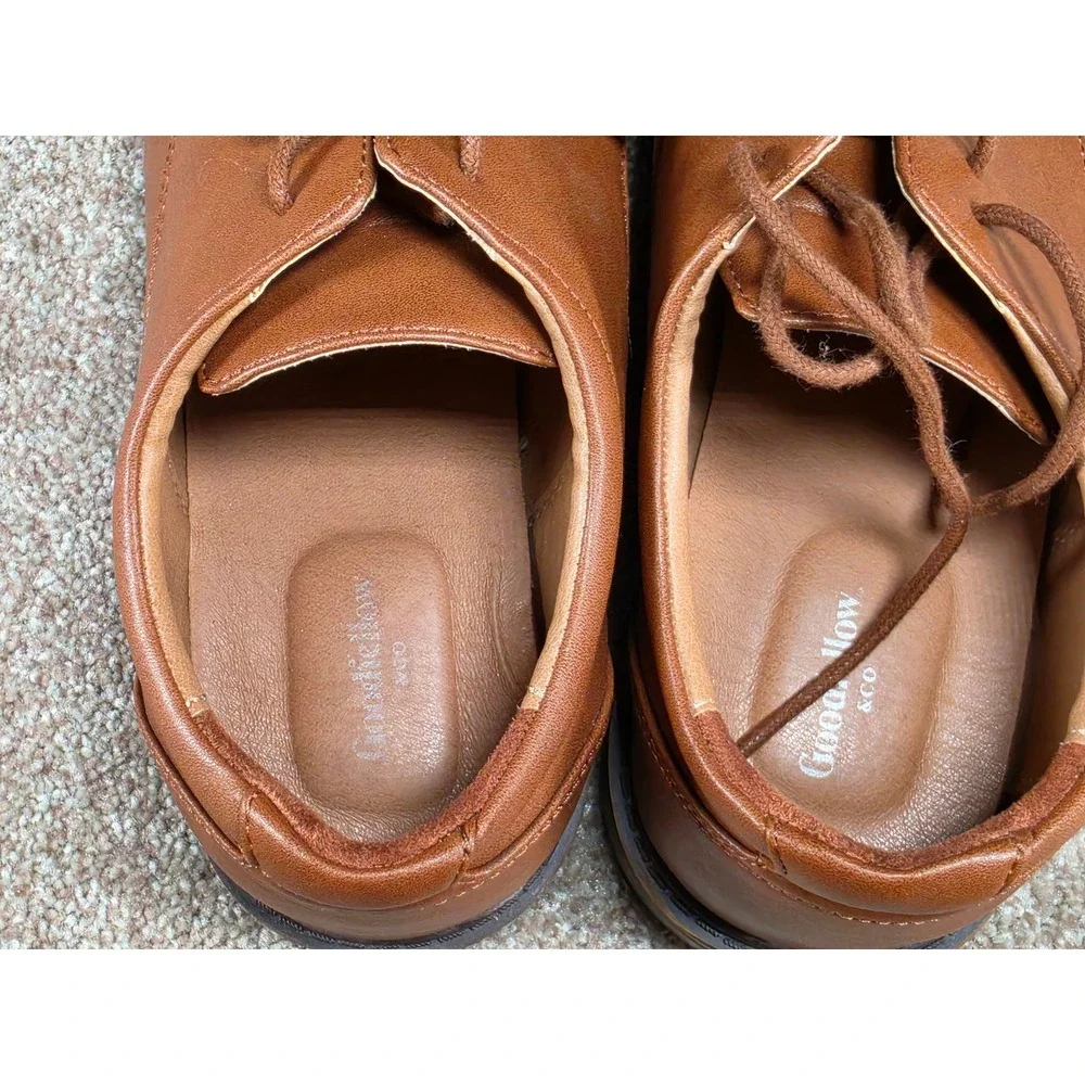 Goodfellow & Co Mens Cognac Brown Plain Toe Lace Up Derby Dress Shoes Size 12